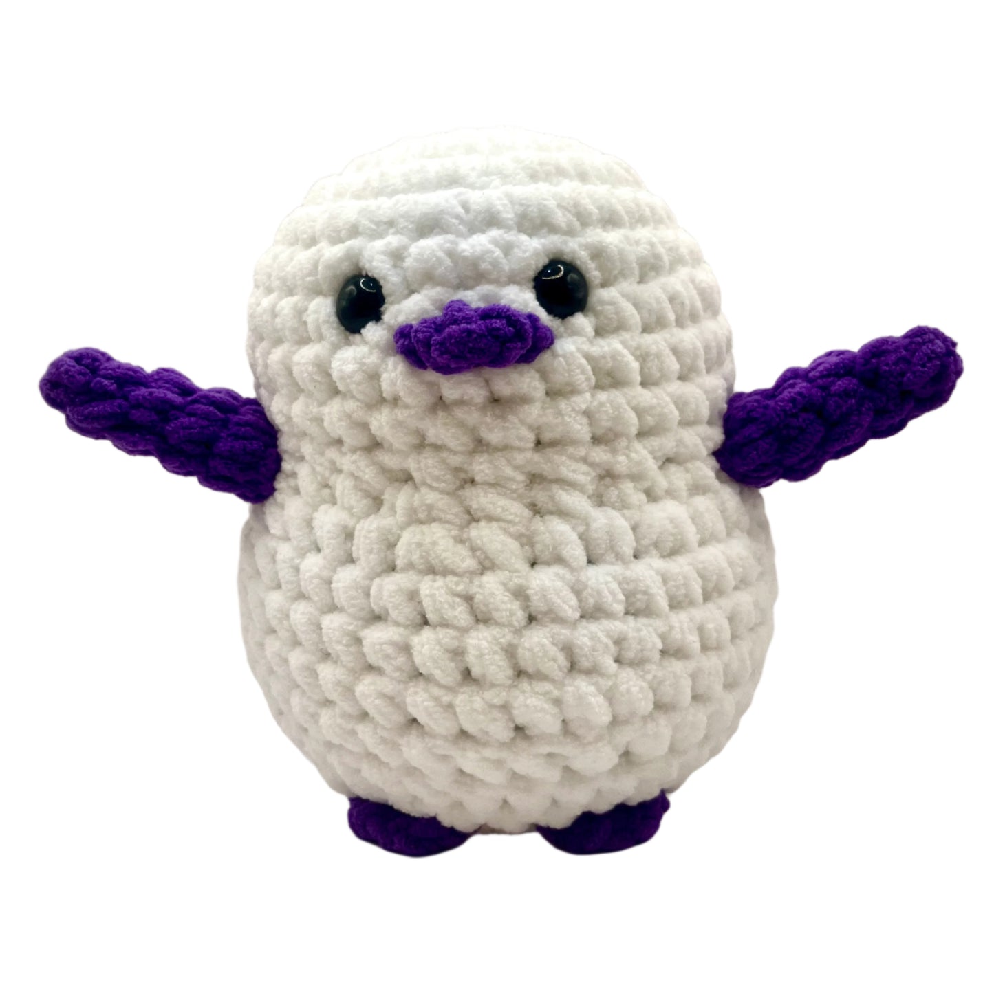 Handmade Penguin Plushie SNOW WHITE + DEEP PURPLE