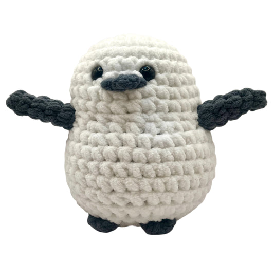 Handmade Penguin Plushie SNOW WHITE + GRAPHITE