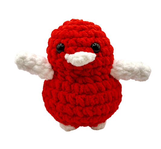 Handmade Penguin Plushie BRIGHT RED + SNOW WHITE