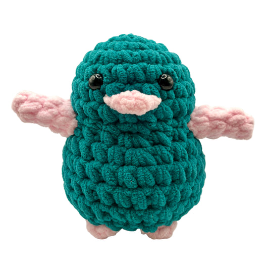 Handmade Penguin Plushie JADE GREEN + BABY PINK