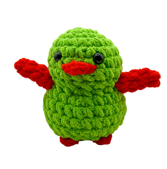 Handmade Penguin Plushie APPLE GREEN + BRIGHT RED