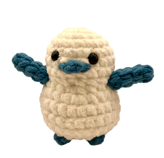 Handmade Penguin Plushie SNOW WHITE + STEEL BLUE