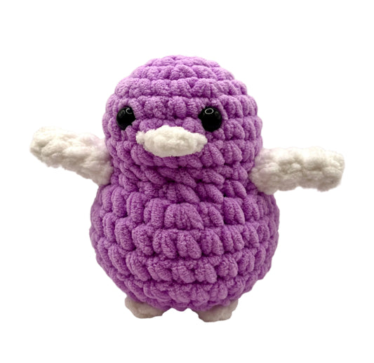 Handmade Penguin Plushie LILAC + SNOW WHITE
