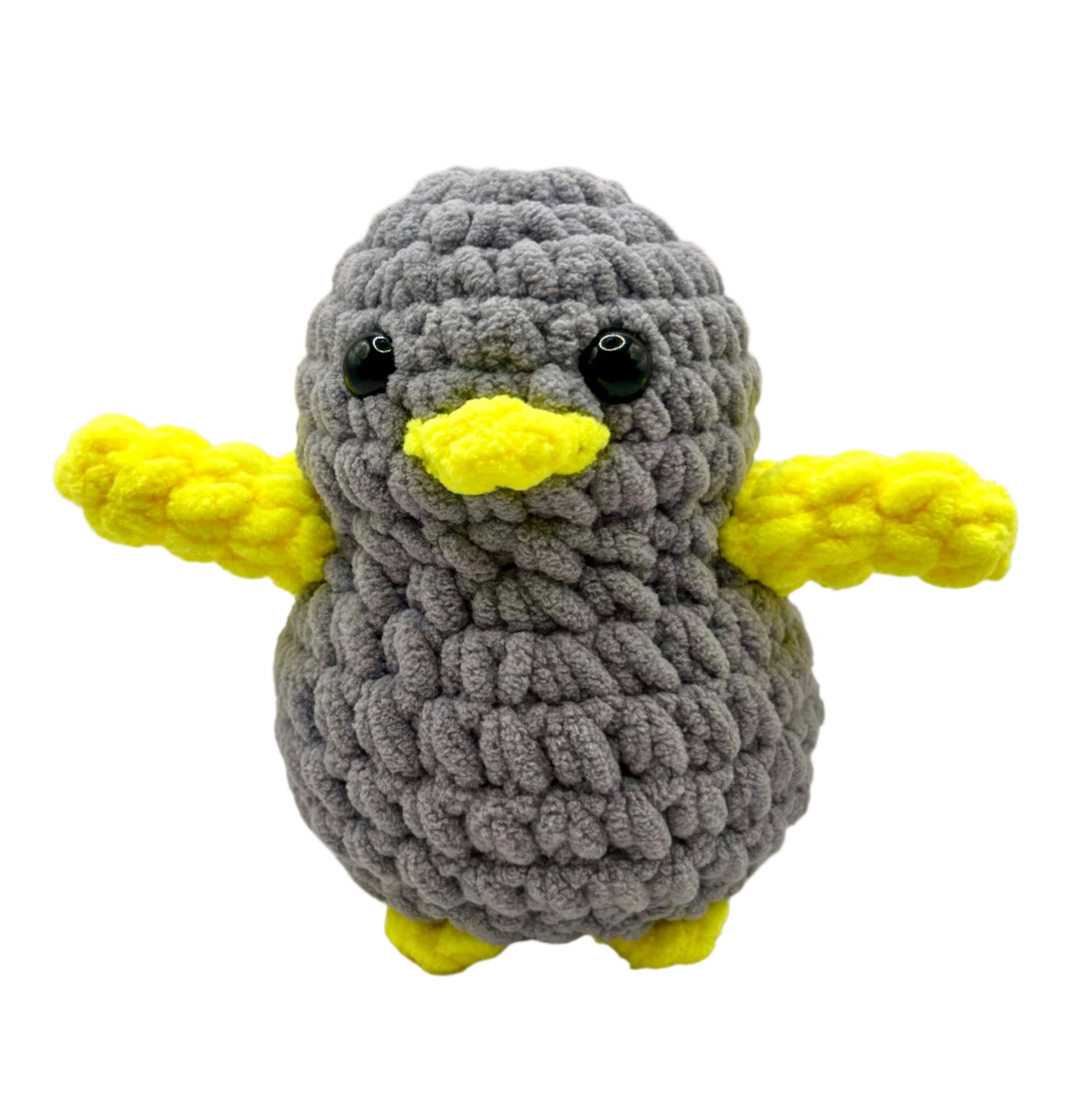 Handmade Penguin Plushie MOON GREY + NEON YELLOW