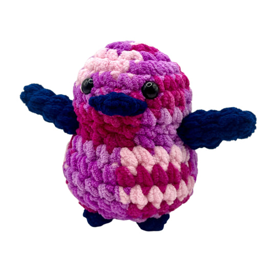 Handmade Penguin Plushie BERRY BLISS + NAVY BLUE