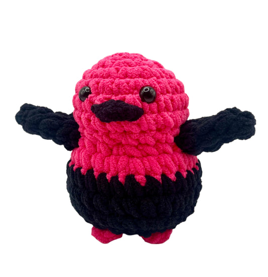 Handmade Penguin Plushie HOT PINK + BLACK