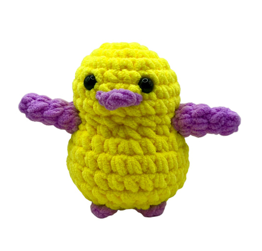 Handmade Penguin Plushie NEON YELLOW + LILAC