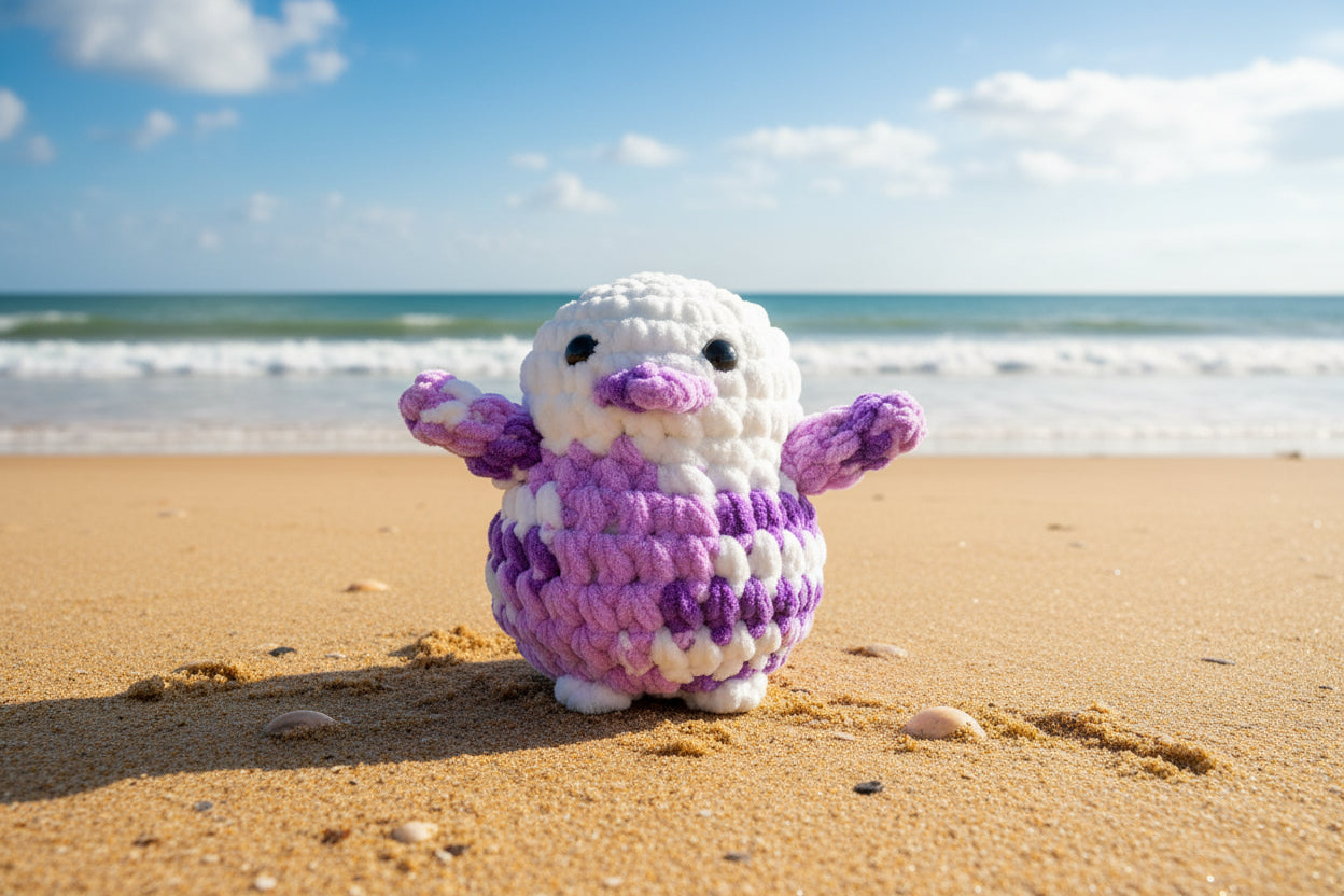 Onesie style Penguins GRAPE + SNOW WHITE