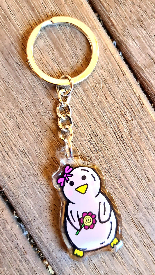Hand-Drawn Acrylic Penguin Keychains LITTLE BOW PENGY