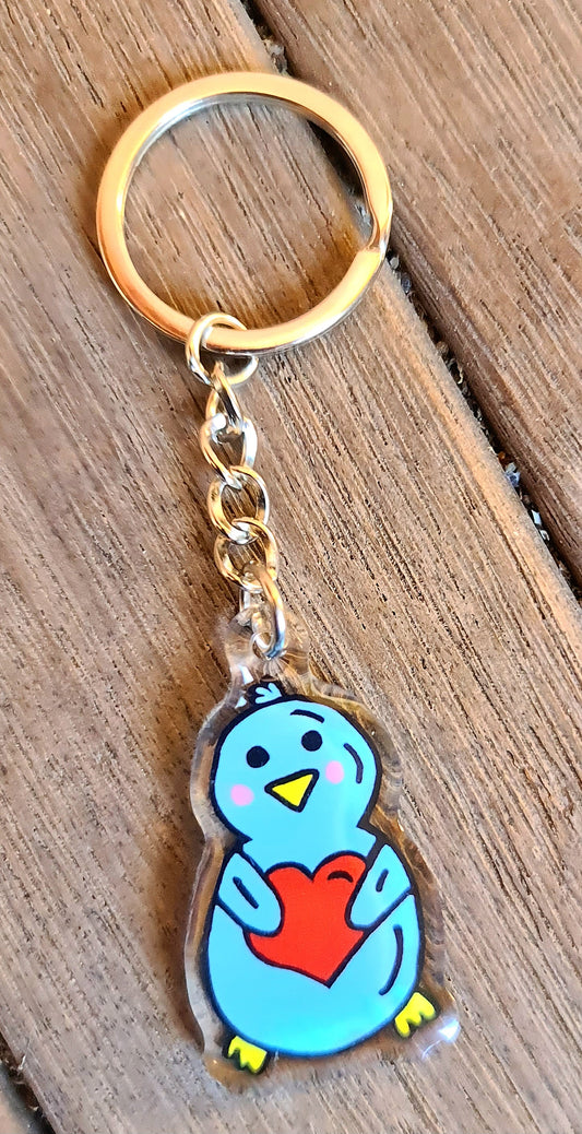 Hand-Drawn Acrylic Penguin Keychains LOVE PENGY