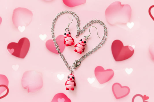 Cutie Pie Penguin Earrings + Necklace VALENTINES